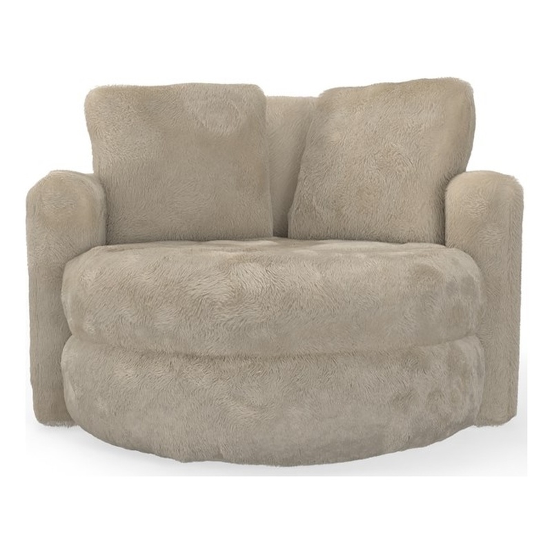 Oslo Lux Faux Fur Oversized Barrel Swivel Accent Chair