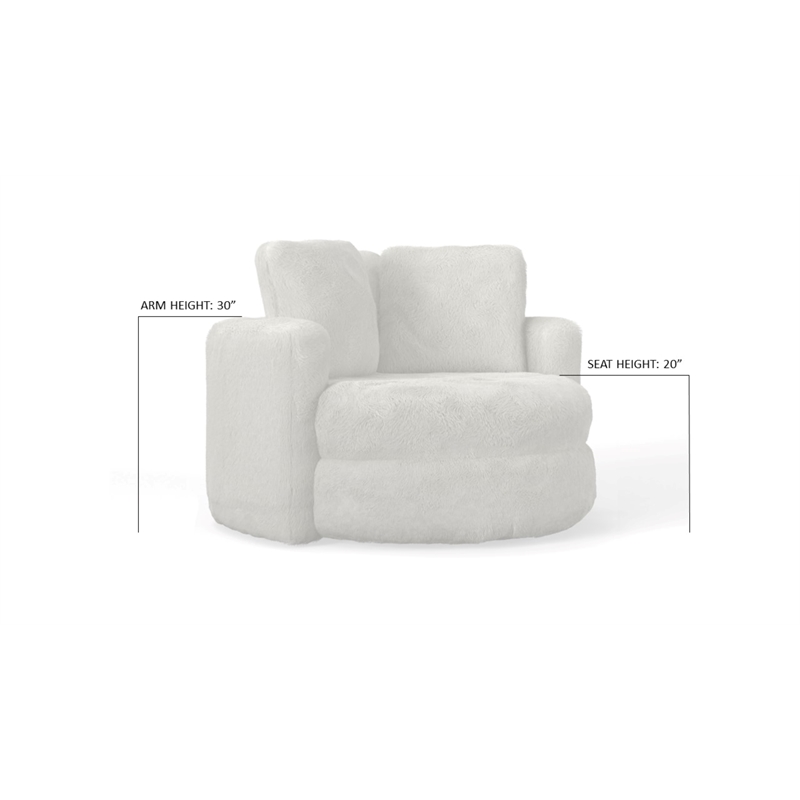Oslo Lux Natural Color Faux Fur Oversized Barrel Swivel Accent Chair
