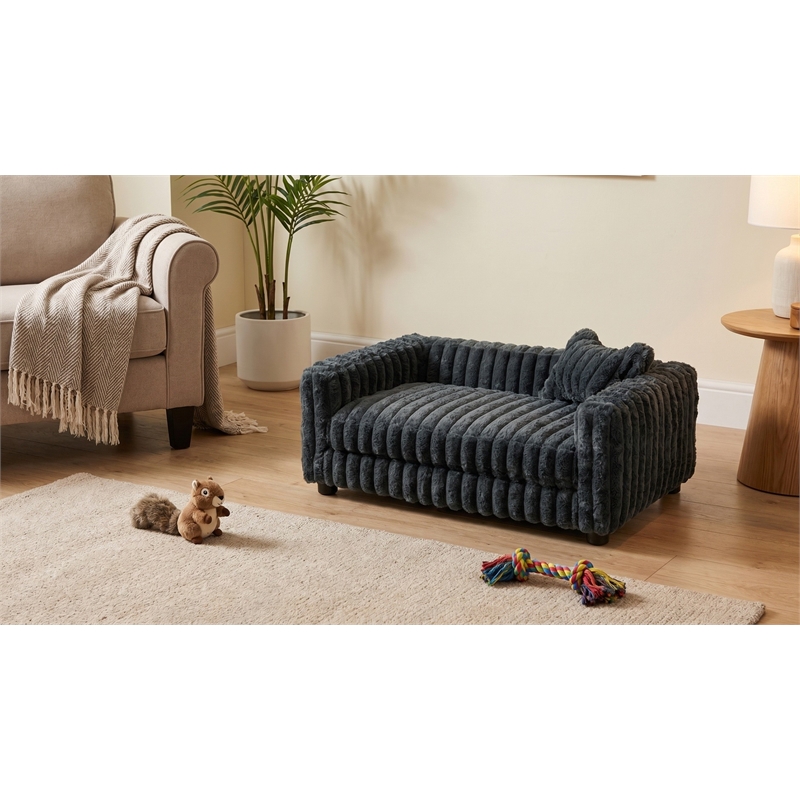 Albany 175 Faux Fur Dog Bed- Mondo Gunmetal Gray