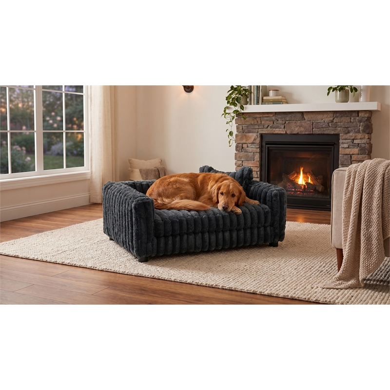Albany 175 Faux Fur Dog Bed- Mondo Gunmetal Gray