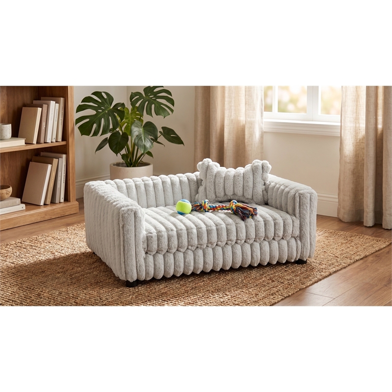 Albany 175 Faux Fur Dog Bed- Mondo Silver