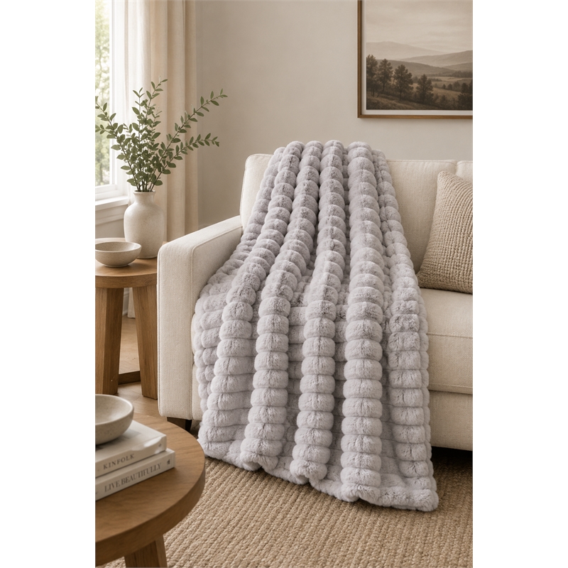 Albany Ultra Soft Fur Throw in Gray