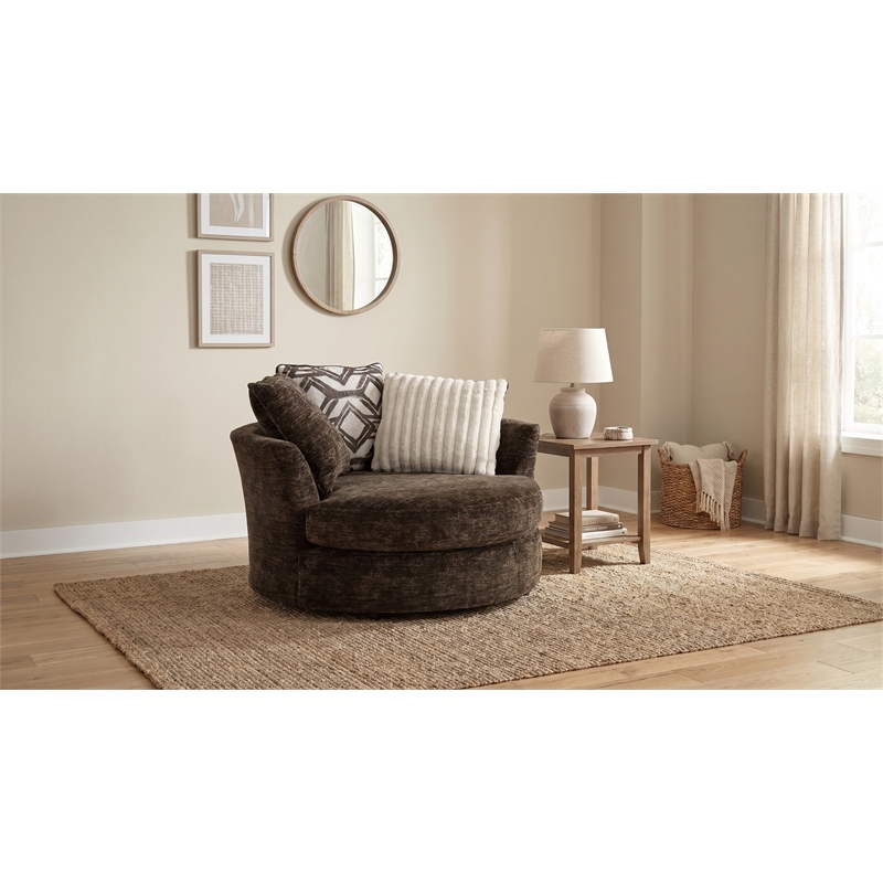 Albany 8642 Swivel Chair in Galactic Chocolate Brown