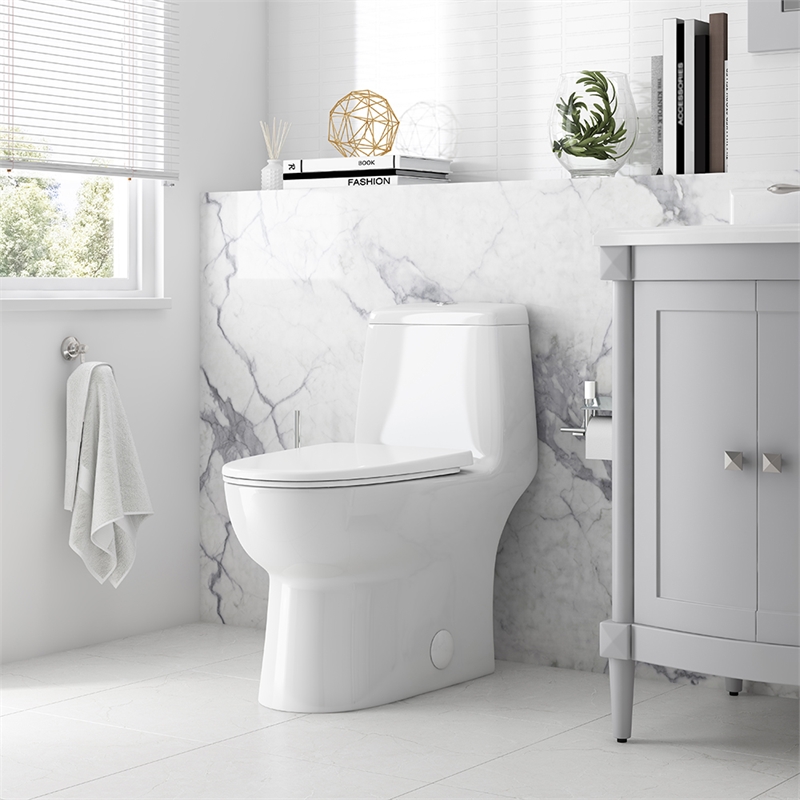 Jade One-Piece Elongated Toilet With Dual Flush and Soft Close Seat