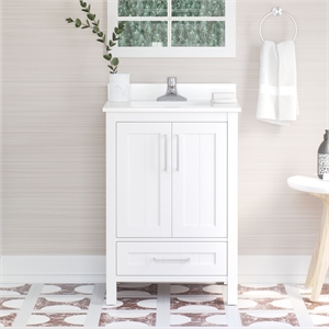 OVE Kansas 24&quot Bathroom Vanity in White with White Countertop