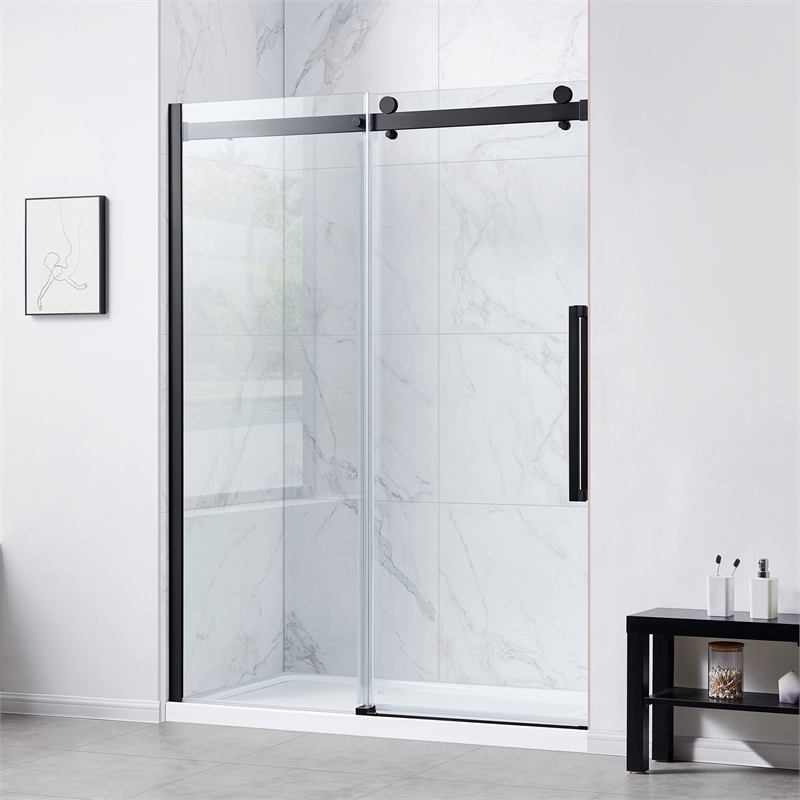 Bel Matte Black Alcove Shower Kit Base and Door 32