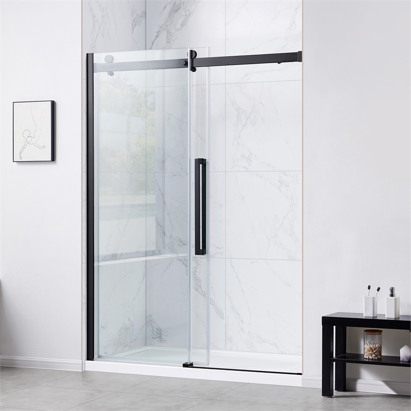 Bel Matte Black Alcove Shower Kit Base and Door 32