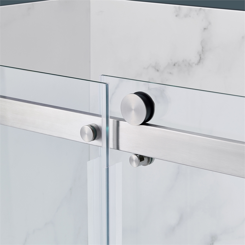 Bel Satin Nickel Alcove Shower Kit Base Walls Door 32