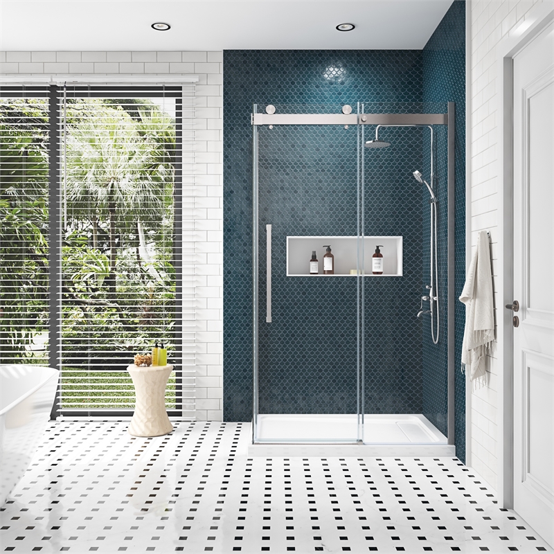 Bel Stainless Steel Corner Shower Kit Base and Door 32