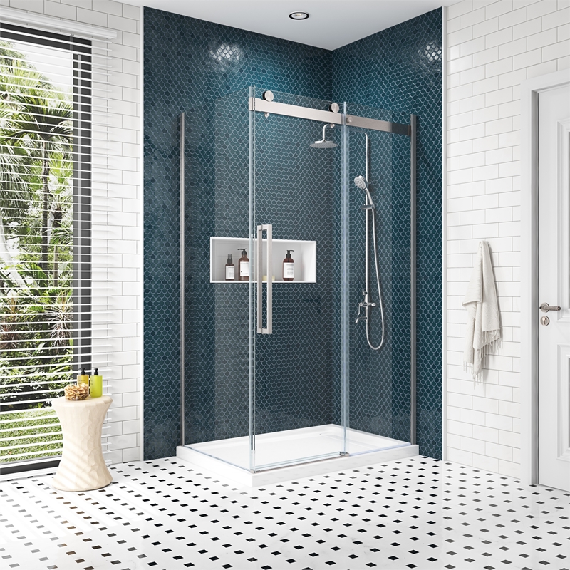 Bel Stainless Steel Corner Shower Kit Base and Door 32