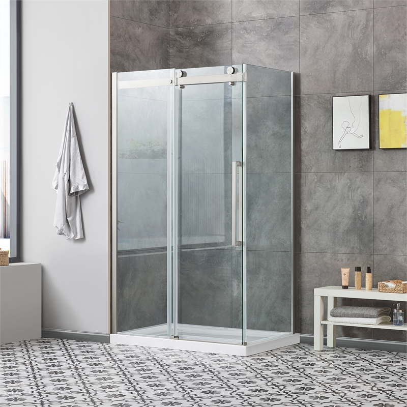 Bel Stainless Steel Corner Shower Kit Base and Door 32