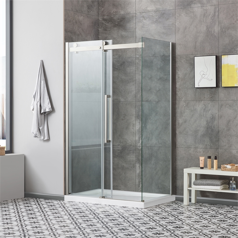 Bel Stainless Steel Corner Shower Kit Base and Door 32