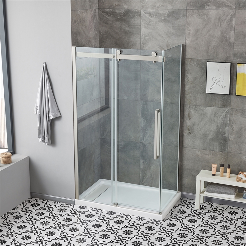 Bel Stainless Steel Corner Shower Kit Base and Door 32