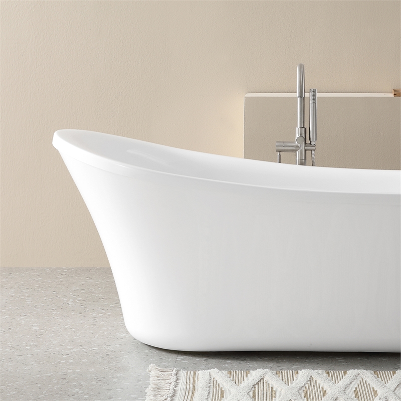 Skylar 70 in Freestanding Bathtub in White with Chrome Pop-up and Overflow
