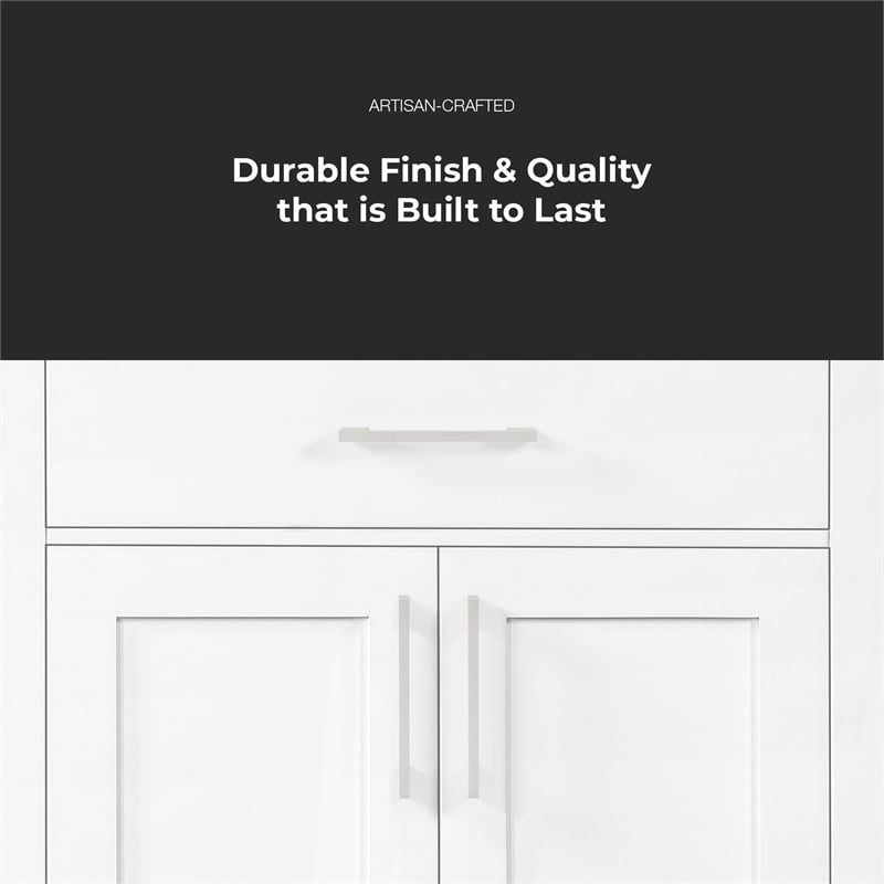 Athea 42 in. White Bathroom Vanity with White Top Brushed Nickel Hardware