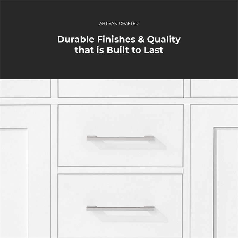 Athea 60 in. White Bathroom Vanity with White Top Nickel Hardware
