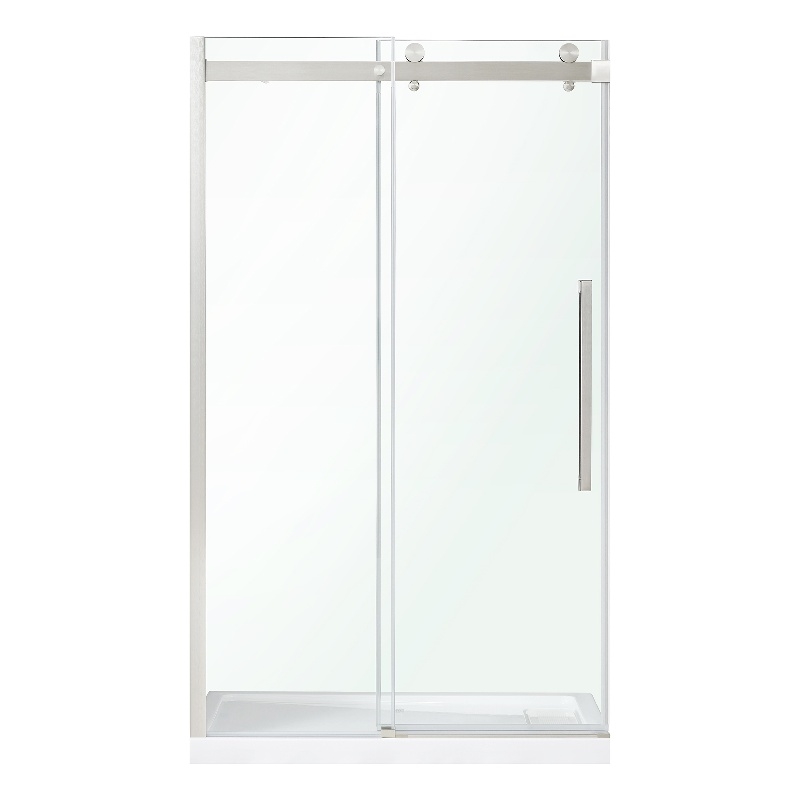 Bel Brushed Nickel Alcove Shower Kit Base and Door 36