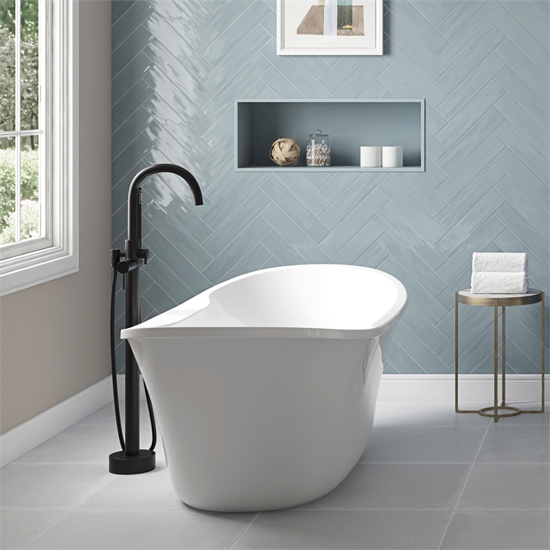 Athena 1-Handle Freestanding Roman Tub Faucet with Hand Shower in Matte Black