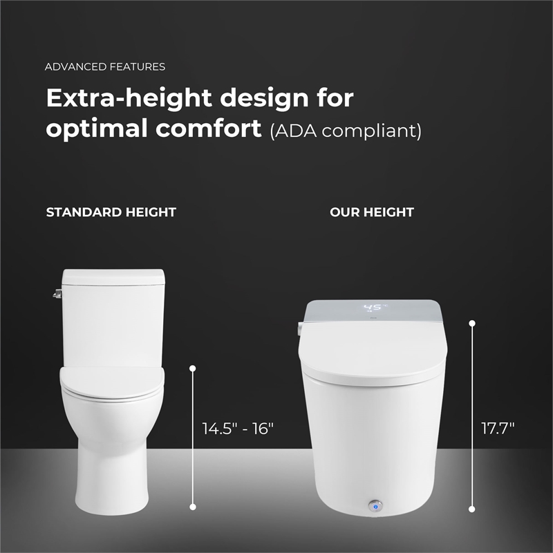 Ove Clarke Dual-Flush Hands-Free Smart Bidet Toilet with Built-in Tank