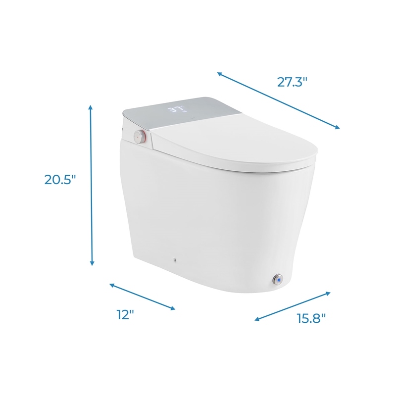 Ove Clarke Dual-Flush Hands-Free Smart Bidet Toilet with Built-in Tank
