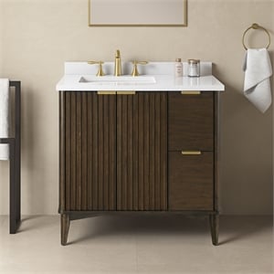 Gabi 36 in. Single Sink Freestanding Dark Walnut Bathroom Vanity