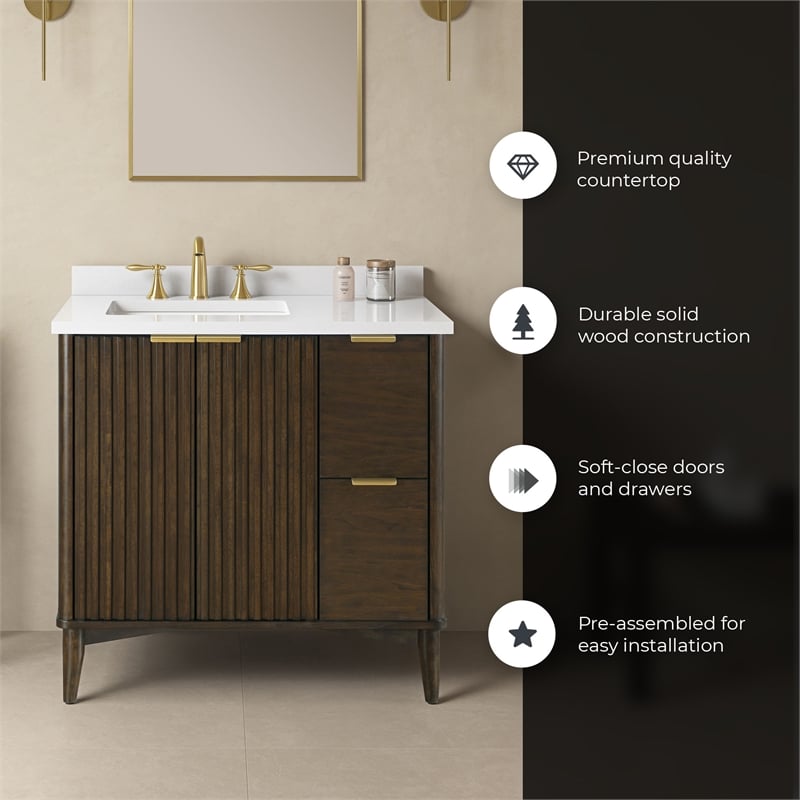 Gabi 36 in. Single Sink Freestanding Dark Walnut Bathroom Vanity