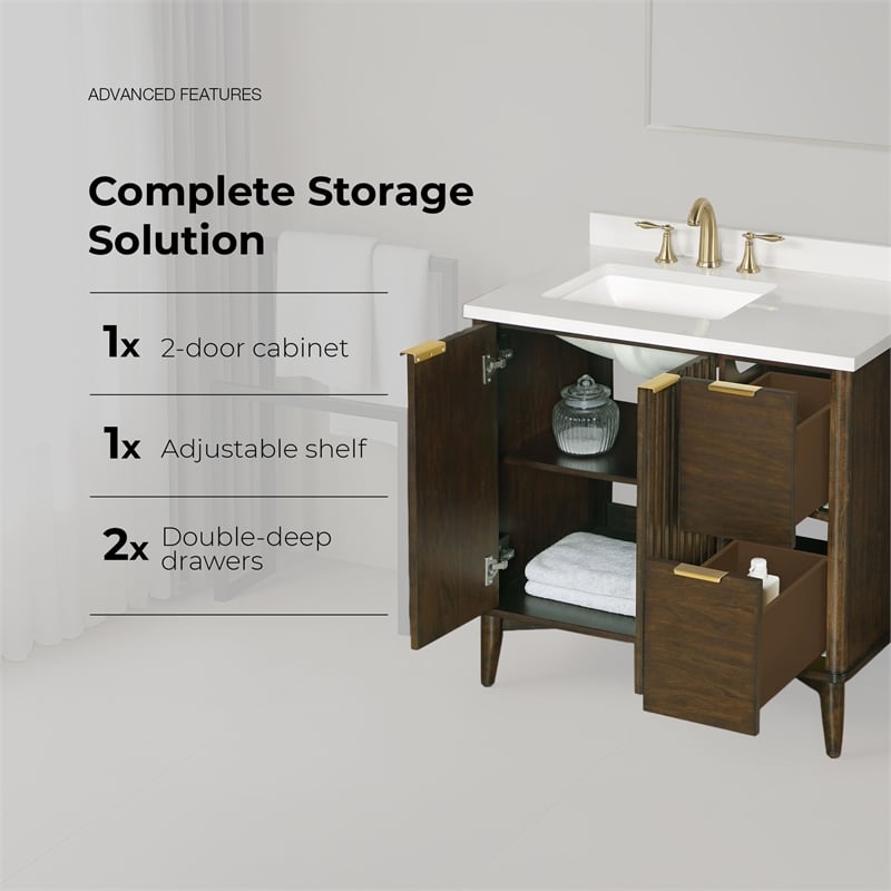 Gabi 36 in. Single Sink Freestanding Dark Walnut Bathroom Vanity