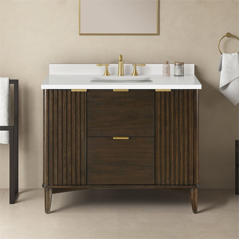 Gabi 42 in. Single Sink Freestanding Dark Walnut Bathroom Vanity