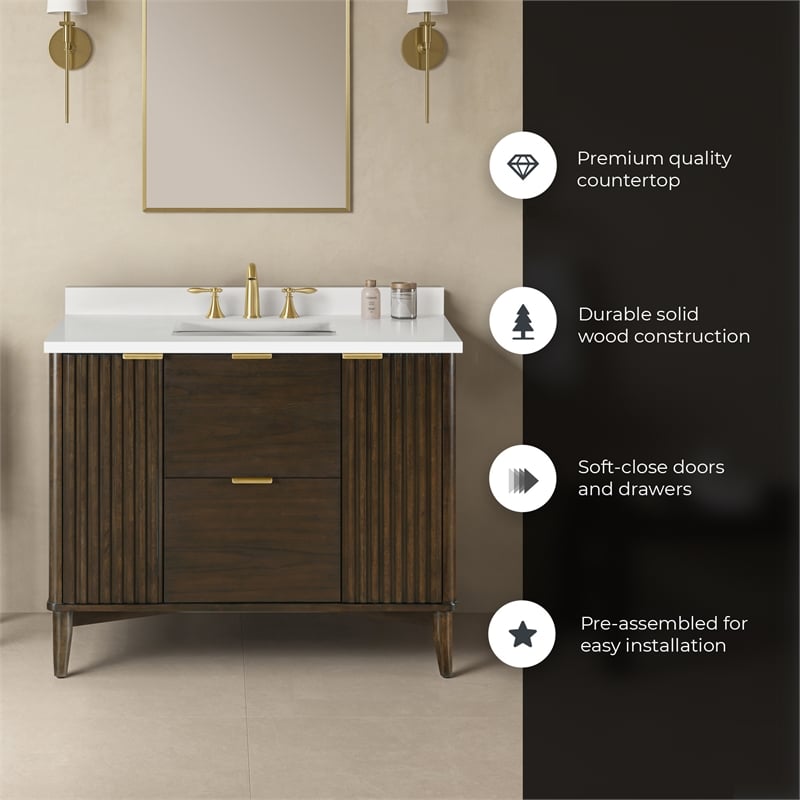 Gabi 42 in. Single Sink Freestanding Dark Walnut Bathroom Vanity