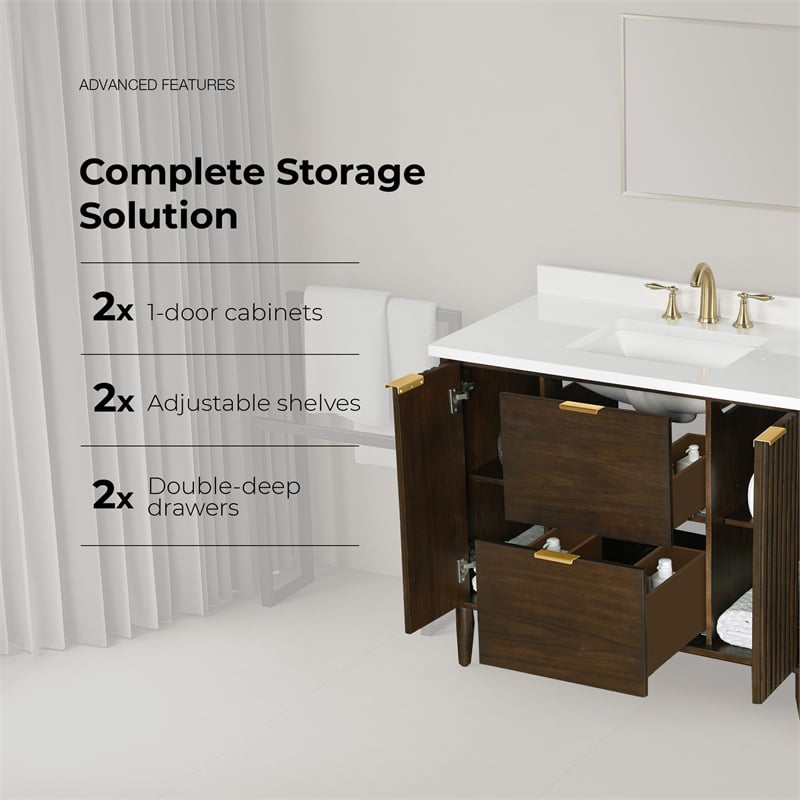 Gabi 42 in. Single Sink Freestanding Dark Walnut Bathroom Vanity