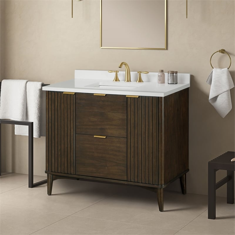 Gabi 42 in. Single Sink Freestanding Dark Walnut Bathroom Vanity