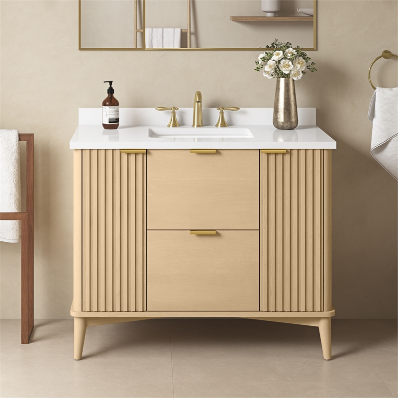 Gabi 42 in. Single Sink Freestanding Rustic Ash Bathroom Vanity