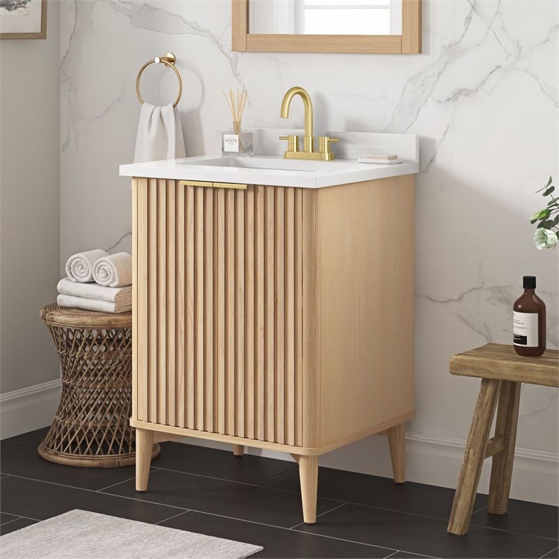 Gabi 24 in. Single Sink Freestanding Rustic Ash Bathroom Vanity