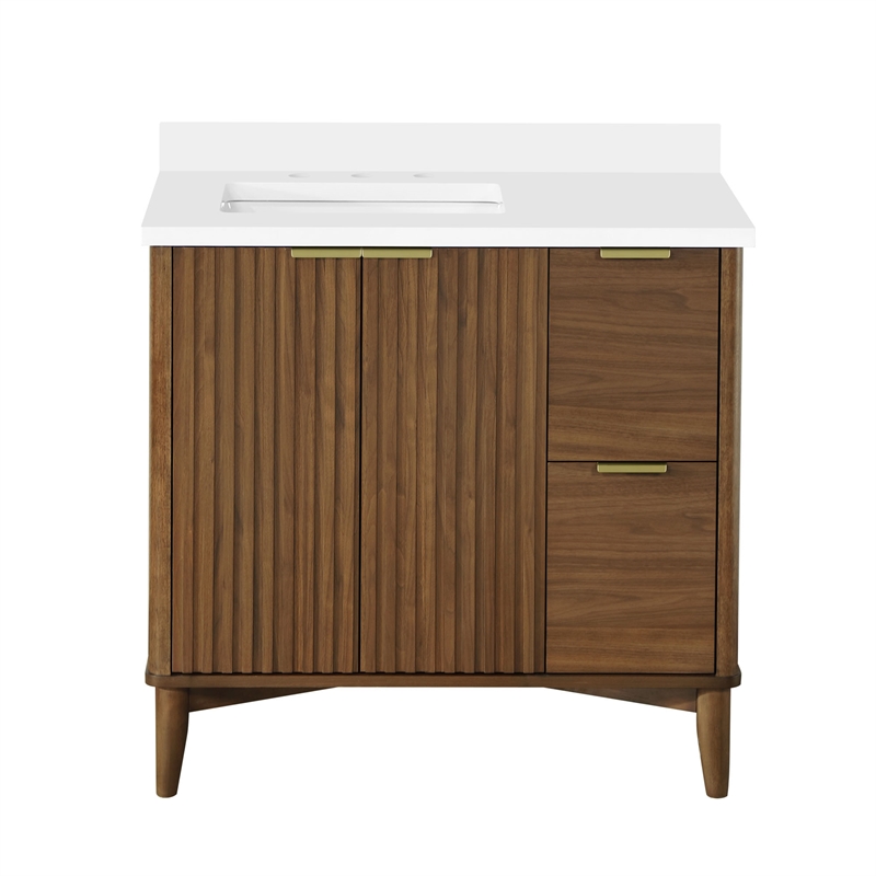 Gabi 36 in. Single Sink Freestanding Warm Walnut Bathroom Vanity