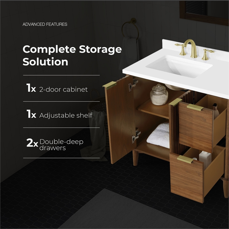 Gabi 36 in. Single Sink Freestanding Warm Walnut Bathroom Vanity