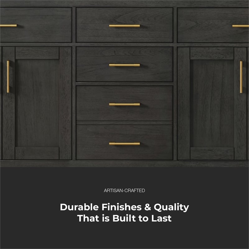 OVE Bailey 72 in. Dark Ebony Wood Bathroom Vanity with White Top