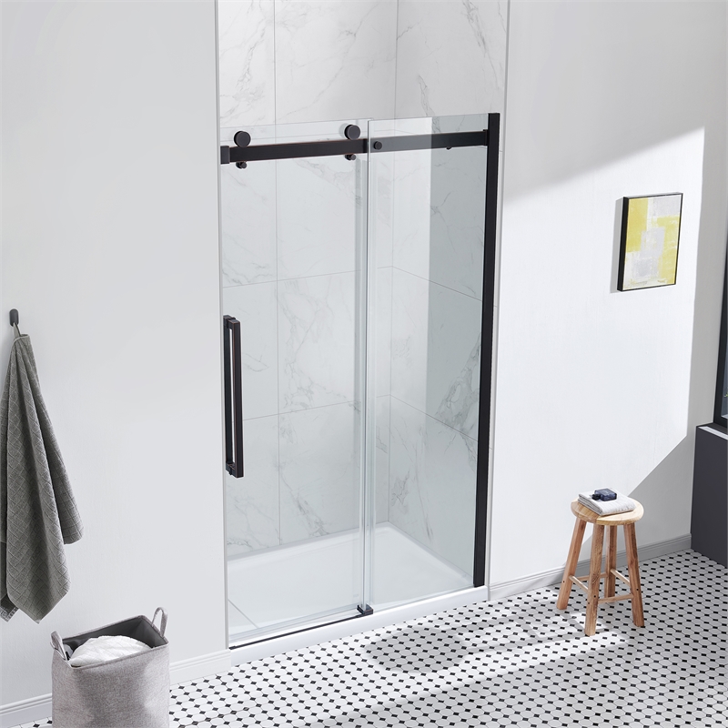 Bel Oil-Rubbed Bronze Alcove Shower Kit Base and Door 36