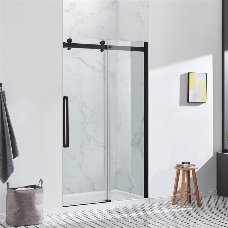 Bel Oil-Rubbed Bronze Alcove Shower Kit Base and Door 36