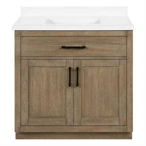 OVE Bailey 36 in. Driftwood Oak Bathroom Vanity with White Top