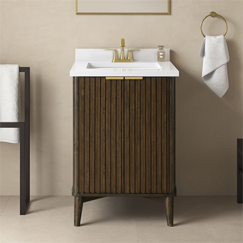 Gabi 24 in. Single Sink Freestanding Dark Walnut Bathroom Vanity