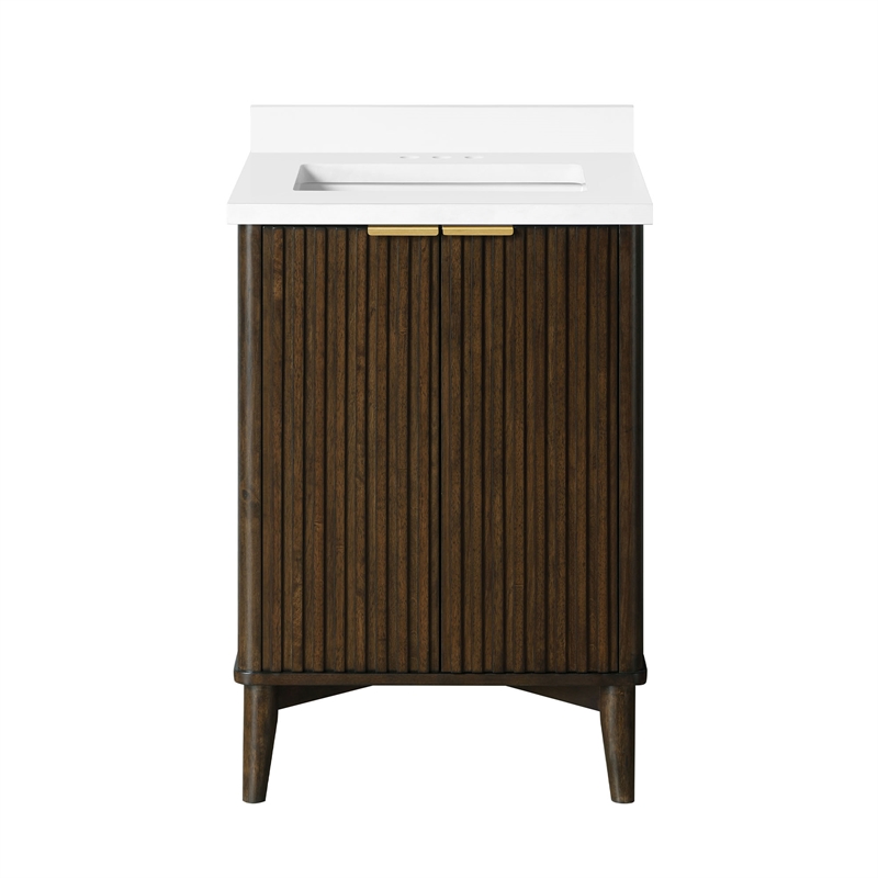 Gabi 24 in. Single Sink Freestanding Dark Walnut Bathroom Vanity