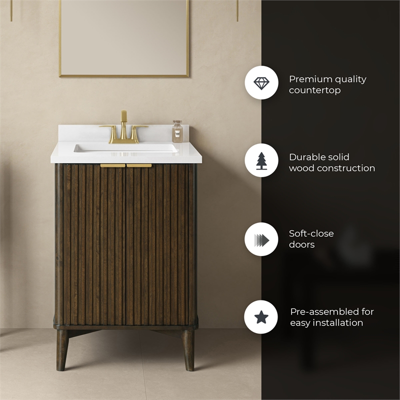 Gabi 24 in. Single Sink Freestanding Dark Walnut Bathroom Vanity