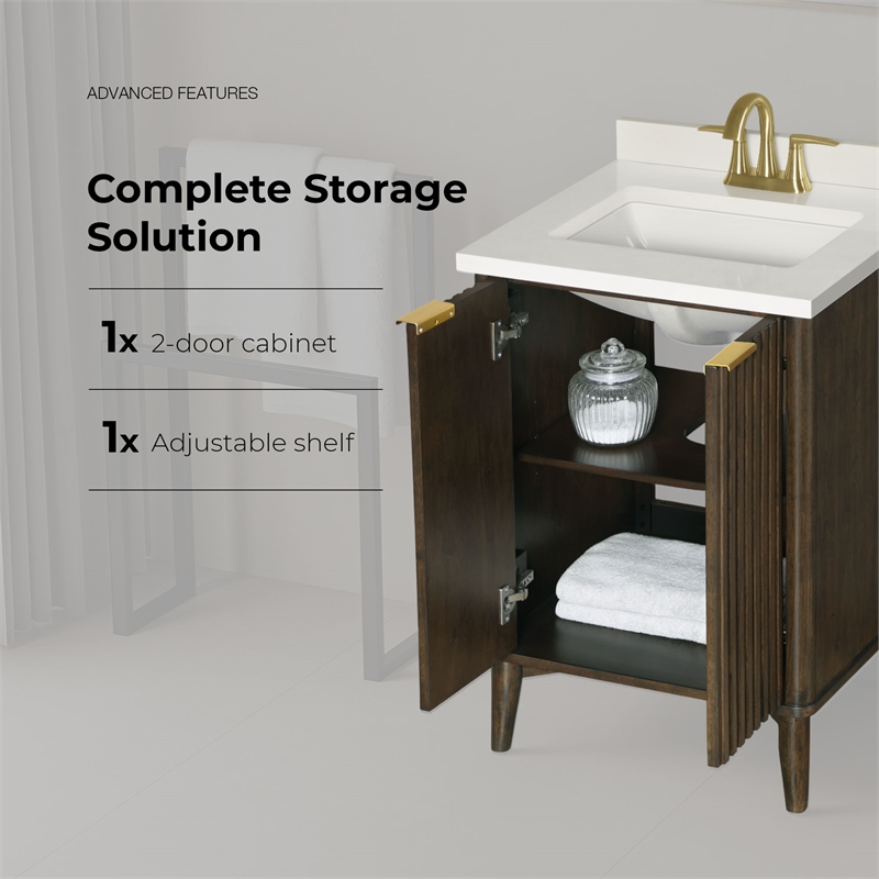 Gabi 24 in. Single Sink Freestanding Dark Walnut Bathroom Vanity
