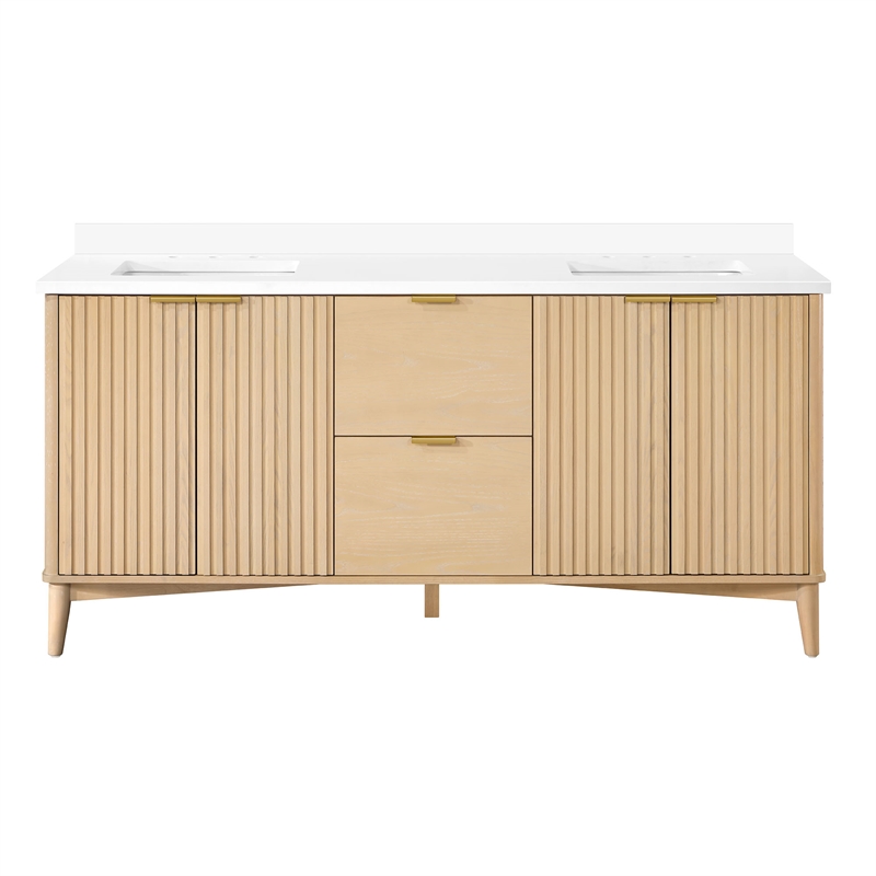 Gabi 72 in. Double Sink Freestanding Rustic Ash Bathroom Vanity