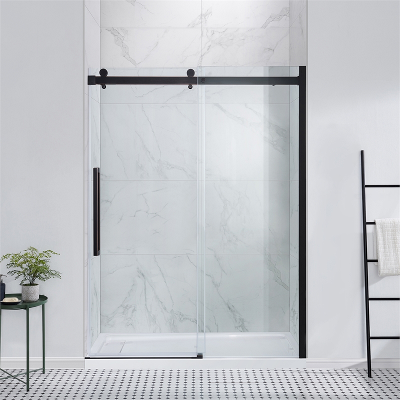 Bel Oil-Rubbed Bronze Alcove Shower Kit Base and Door 36