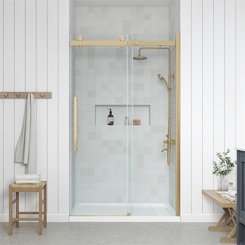 Bel Gold Alcove Shower Kit Base and Door 32