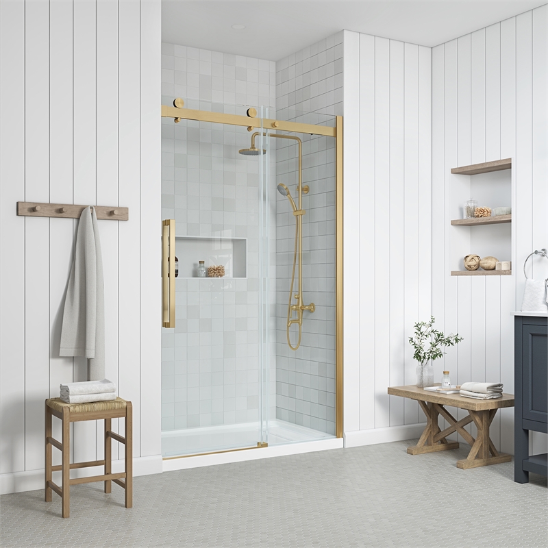 Bel Gold Alcove Shower Kit Base and Door 32