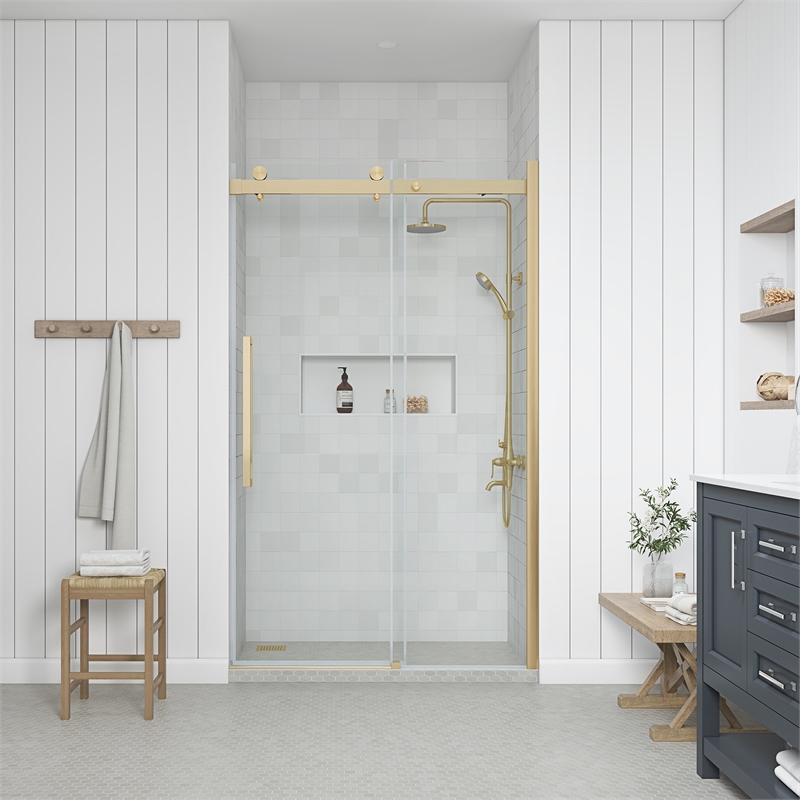 Bel Gold Alcove Shower Kit Base and Door 32