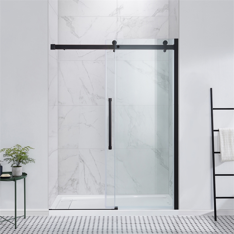 Bel Oil-Rubbed Bronze Alcove Shower Kit Base and Door 32