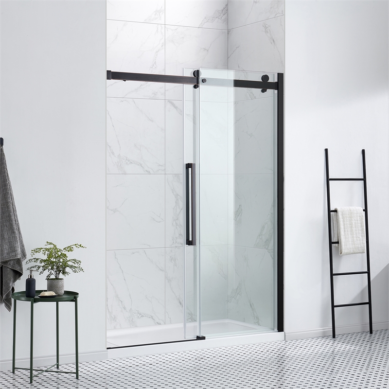 Bel Oil-Rubbed Bronze Alcove Shower Kit Base and Door 32